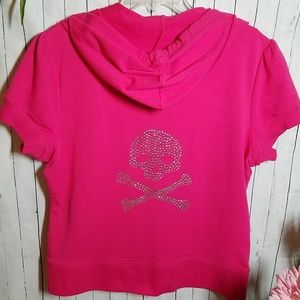 Arizona Jean Co Crystal Embellished Skull Hoodie